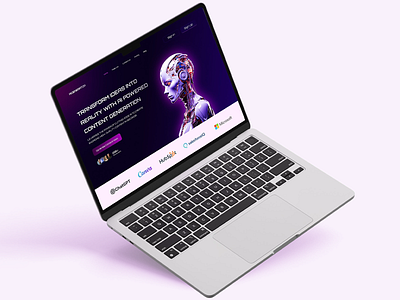 AI Content Generation Platform ai powered ai assistant ai bot ai generative ai ideas ai platfrom ai tools canva chatgpt clean layout content creation dark theme interface landing page microsoft robotic image seamless user experience ux design web ui website