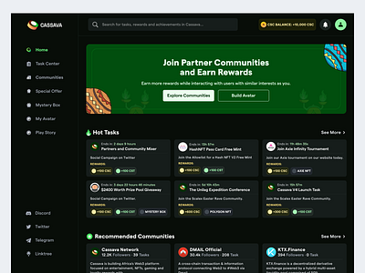 Cassava Quest Dashboard crypto dapp dashboard design quest uiux web3