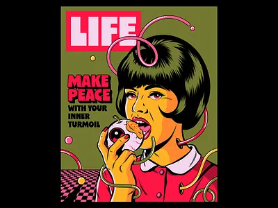 Make peace with your inner turmoil design editorial illustration illustration lettering magazine pop art popart psychedelic retro surrealism typography vector vintage