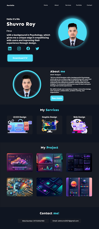 My Portfolio Link:https://www.figma.com/proto/fAztTGJPn81eWwnQM design parsonal portfolio prototype ui web