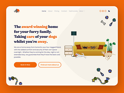 LittleDogs Doggy Day Care Landing Page dog dog boarding dog care dog day care figma fun illustration kennels playful soft ui uidesign web webdesign website design