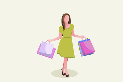 Shopping girl design flat illustration vector