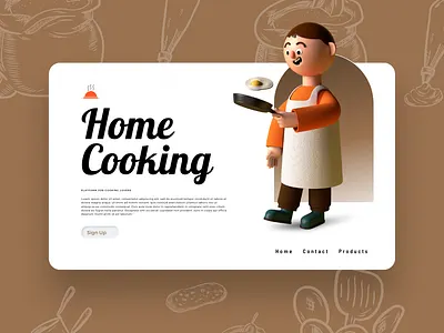 Home Cooking 3d applications branding christeena chumma chumma.design cooking design food graphic design illustration illustrator kichus kichusdesigns uiux web website