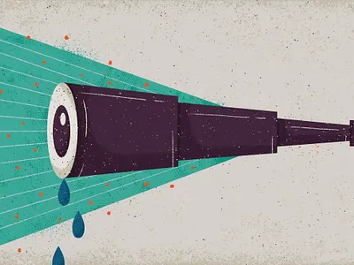Looking Back design history illustration tears telescope