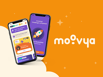 Moovya badges branding design digital design fitnes fitness fittech gamified graphic design illustration logo mobile design sports ui ux ui