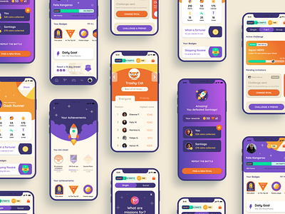 Moovya badges branding design digital design fitness fittech game gamification graphic design illustration logo mobile design move sports ui ux ui