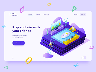 Living Room on website animation games illustration livingroom main page playstation ui ux