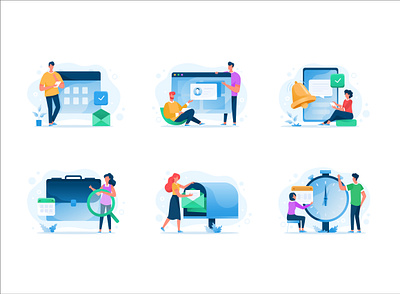 Illustrations for Shiftbase company art branding character concept design flat graphic design human icons illustration picture time trakning ui vector