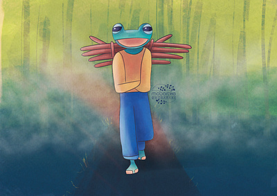 The Worker Frog characterdesign forest frog illustration wood