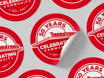 Thorntons 50 Year Anniversary Badge badge badge design brand branding fuel station gas station illustrator retro sticker