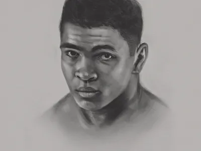 Ali ali boxer charcoal digital ipad muhammad portrait procreate