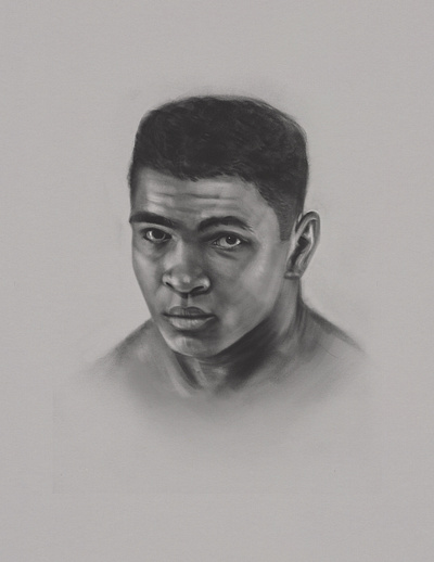 Ali ali boxer charcoal digital ipad muhammad portrait procreate