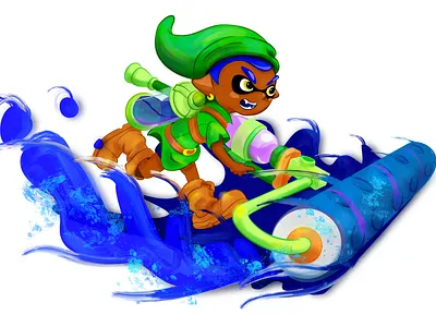 Inkling Boy dressed as Link animation botw2 breath of the wild design digital art illustration procreate splatoon vector zelda