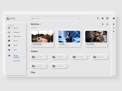 Neumorphism Google Drive Redesign Concept clean ui design google google drive google drive neumorphic look google neumorphic design google neumorphism itsmuntasirb minimal ui muntasir billah neumorphic effect neumorphic ui design neumorphism skeuomorphism soft minmal ui soft ui ui design