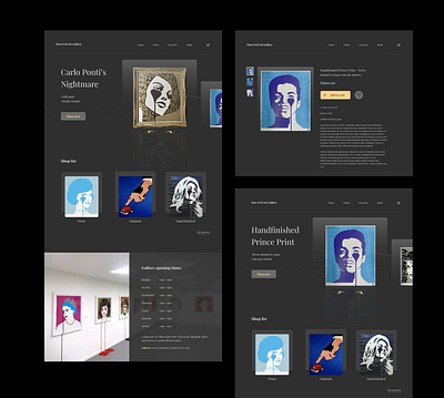 Art Gallery website/store art store design e commerce landing page product design ui ux web design