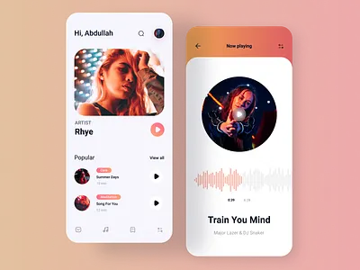 Music Player App clean concept design gradient ios mobile music onboarding photo player product product design song ui ux