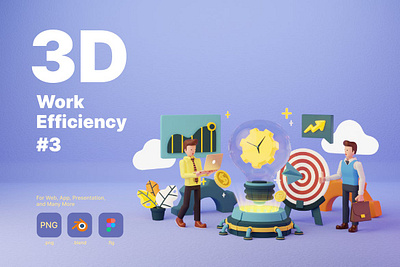 Work Efficiency Illustration 3d 3d animation 3d art 3d character 3d illustration agency app art concept conceptual design development flat illustration page vector web web design web development website