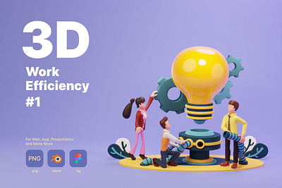 Work Efficiency Illustration 3d 3d animation 3d art 3d character 3d illustration agency app art character concept conceptual flat illustration illustrations page technology vector web web design website