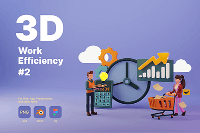 Work Efficiency Illustration 3d 3d animation 3d art 3d character 3d illustration agency app concept conceptual design flat graphic design illustration illustrations landing page page pages technology vector web