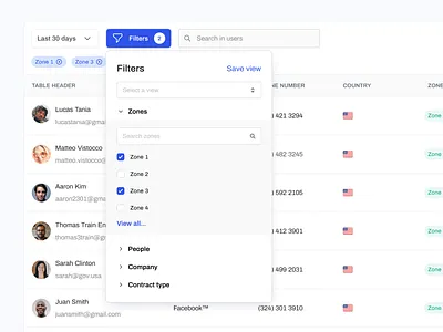 Filtering Component + Table Exploration air table airtable component crm dropdown e commerce filter menu filter pop out filter system filter table filtering flow menu minimal search bar table toggle view user interface web application