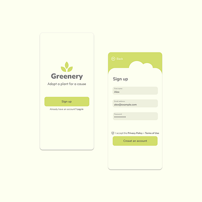 Greenery - Sign Up Page #DailyUI app branding design icon illustration logo typography ui ux vector