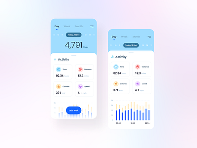 Pedometer App app calories design health pedometer sport tracker ui ux walk