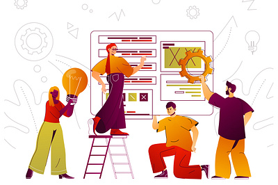 Teamwork Web Concept business character concept design flat graphic illustration landing leadership line logo outline page people team teamwork ui vector web website