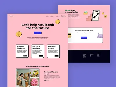 Bank landing page (fintech) bank branding concept design design fintech illustration landing page ui uiux