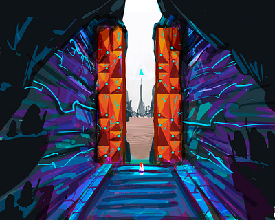 The Last Ginger against the Gateway Guardian character design environment painting illustration procreate
