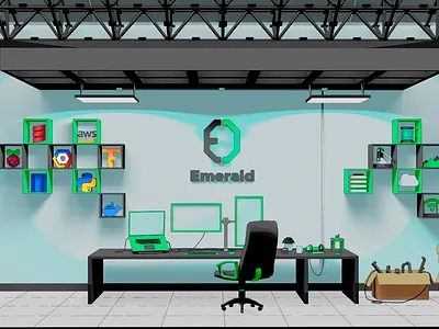 Emerald Office 3d animation branding code cooffe design geen graphic design illustration logo tech ui web