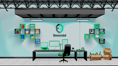 Emerald Office 3d animation branding code cooffe design geen graphic design illustration logo tech ui web