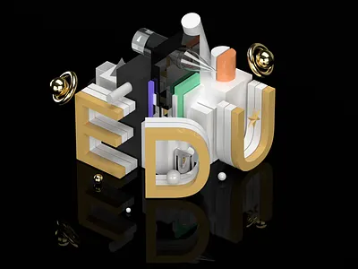 3D Design 3d colors gold letters modern ui shapes uidesign