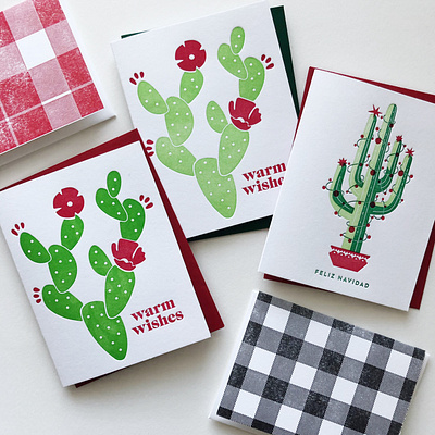 Feliz Navidad & Warm Wishes branding design design illustration letterpress cards printmaking stationery vector