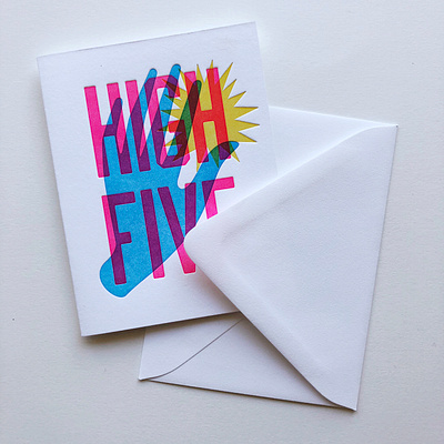 High Five Letterpress Card branding design illustration letterpress printmaking stationery vector