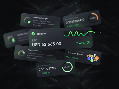 Digital asset trading platform — Components account agency artworking bitcoin branding component course dark mode dashboad design digitalart ethereum finance illustration product design shadow tradition uiux vector wallet