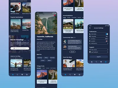 Tripfarer - Travel App UI Design aesthetic app app design beautiful branding design interface logo mobile mobile design travel travel agency travel company travel site travel website user experience wanderlust web design
