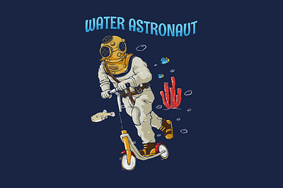 Joy Ride Scooter animal character deep sea design diver fish helmet illustration logo ocean retro ride scooter scuba sea tshirt vector vehicle vintage water
