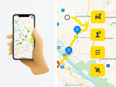 One Trip car connected events glyphs graphic design hands icon icons illustration ios iphone map pins route