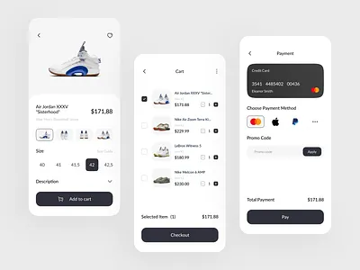 Shoes Online Shop - Mobile Apps 👟 android app android app design app clean design ecommerce ecommerce app minimal mobile mobile app mobile app design shoes shoes app shoes design shoes store shoes store app simple ui design ui design app