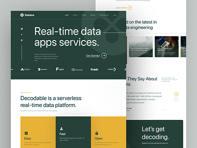 Datains - SaaS Data Website clean clear data landing page layout online platform product saas simple ui uidesign uiux web website