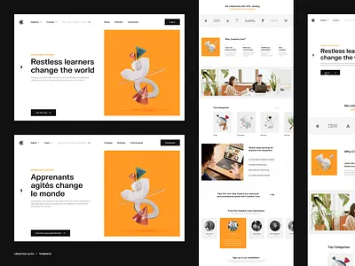 Creative Cuts - Online Courses Website Concept 3d 3d illustration challenge daily ui dailyui education illustration online class online course thinkific training ui design web design website