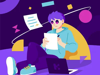 Work Anywhere Illustration Concept abstract character design flat illustration illustration illustrations purple space vector vector illustration work