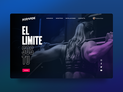 Nomade Website branding dark theme design fitness gym health illustration landing page logo sport ui website