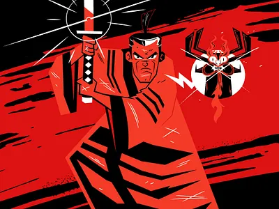 Samurai Black + Red cartoon cartoon network character design design ill illustration japan samurai jack sumi vector