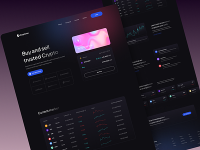 Cryptoon - Cryptocurrency Website💎 bitcoin blockchain crypto crypto wallet cryptocurrency dark ethereum exploration header landingpage minimalist modern modernstyle nft nfts trade website