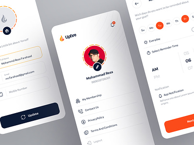 Upfire App - Profile🔥 achievements app design fire goals menu profile trend ui uidesign uiux