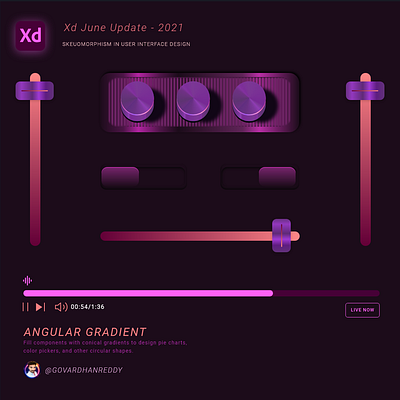 xd update feature design - Skeumorphism ui graphic design