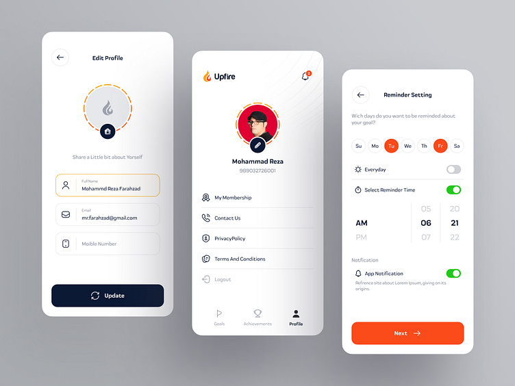 Upfire App - Profile🔥 by Mohammad Reza Farahzad 🏆 for Oniex™ on Dribbble