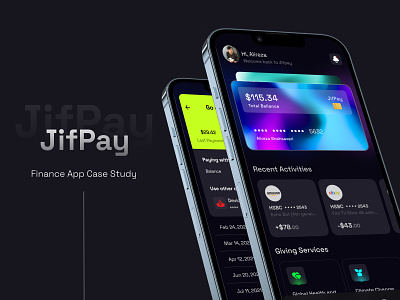 JifPay - Finance App Case Study bank bank account banking credit card credit score financial app fintech mobile banking money money transfer pay payment paypal