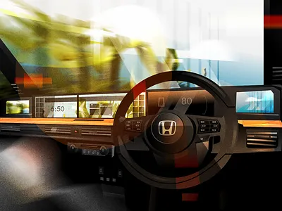 Honda e (lowercase) Interior design illustration illustrator minimal vector